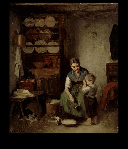 A Boy Being Given Milk, Sketch I, 1869, Karl Emanuel Jansson