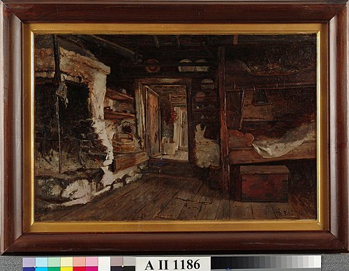 Åländsk stuginteriör, 1871, Karl Emanuel Jansson