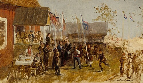 Åländsk bröllopsfest, skiss, 1868, Karl Emanuel Jansson