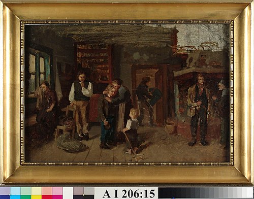 Sjömansgossens avsked, skiss, 1873, Karl Emanuel Jansson