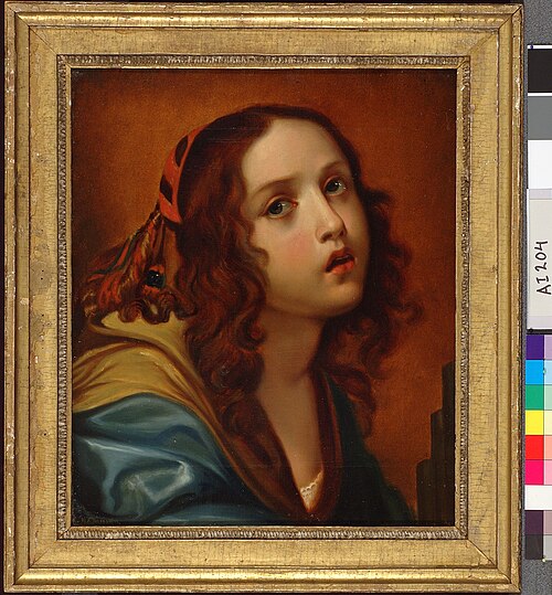 Kvinnligt huvud, kopia efter Carlo Dolci, 1861, Karl Emanuel Jansson