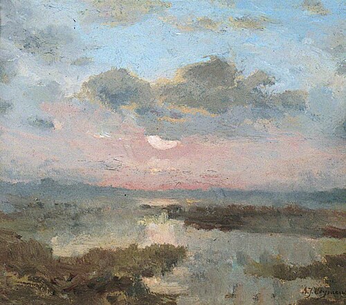 Soleil couchant dans les marécages, , Adrien-Joseph Heymans