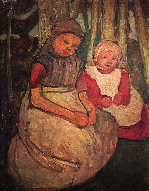 Two sitting girls in the birch forest, 1904, Paula Modersohn-Becker