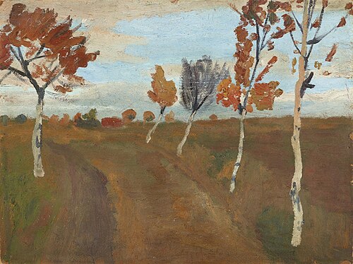 Landschaft mit Birkenweg im Herbst, 1928, Paula Modersohn-Becker
