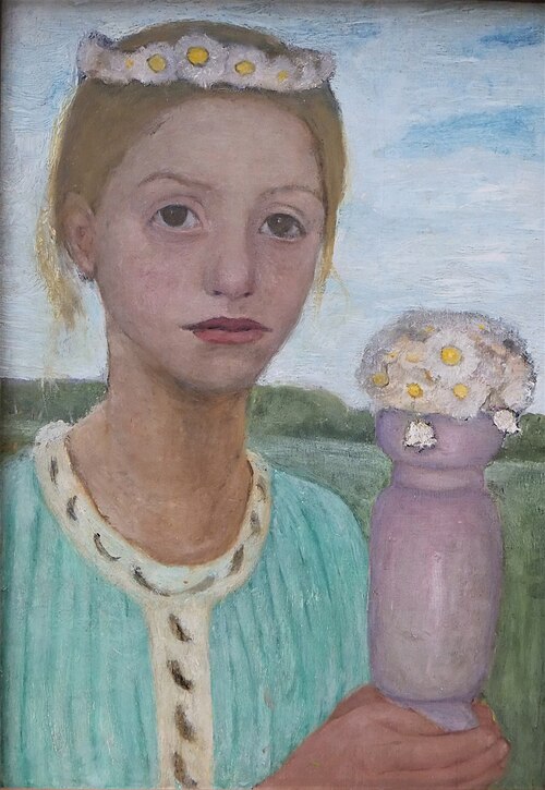 Girl with flower wreath, 1901, Paula Modersohn-Becker