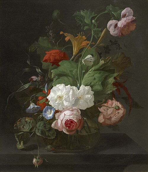 Flowers in a Glass Vase, 1700, Rachel Ruysch