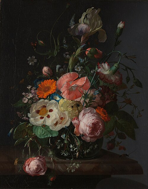 Still Life with Flowers on a Marble Slab, 1716, Rachel Ruysch