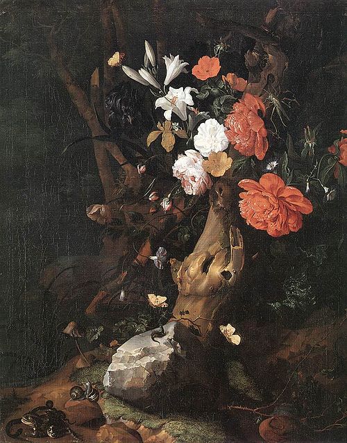 Flowers on a Tree Trunk, 1695, Rachel Ruysch
