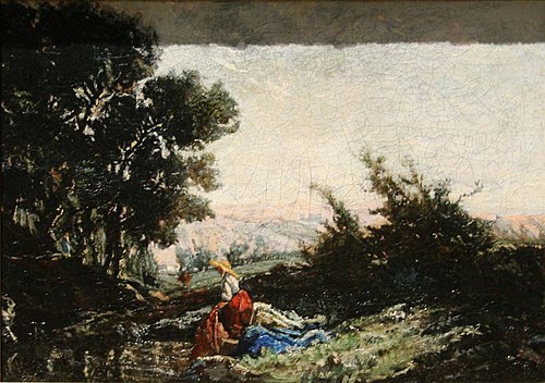 Lavandière au ruisseau, 1858, Paul Guigou