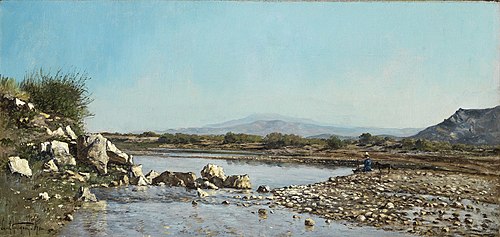 Peintre et son chien au bord de la Durance, 1871, Paul Guigou
