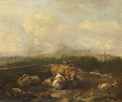 Italian landscape with cattle, 1668, Nicolaes Helt
