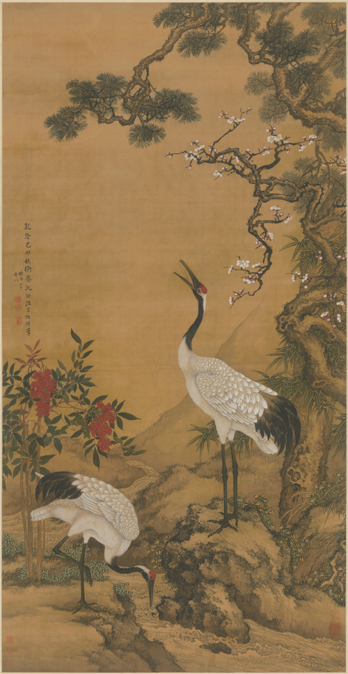 沈铨松鹤图轴, 1759, Shen Quan