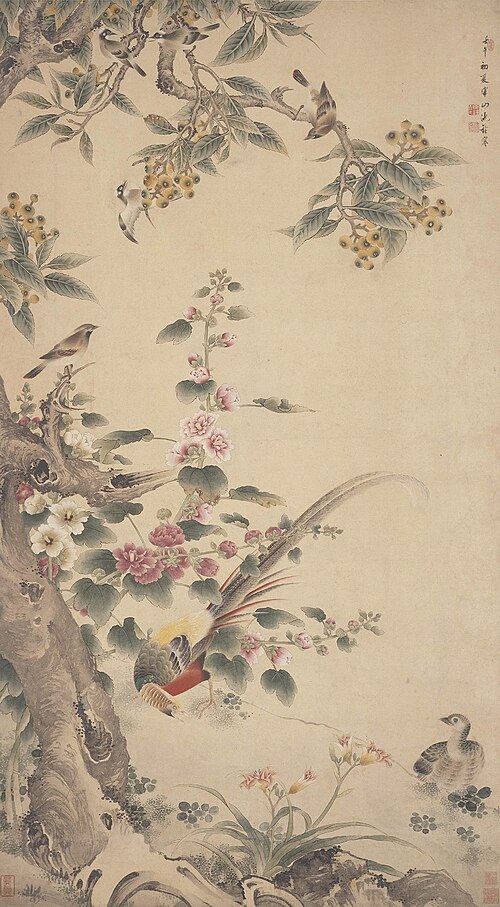 清 沈铨 花鸟图轴, 1762, Shen Quan