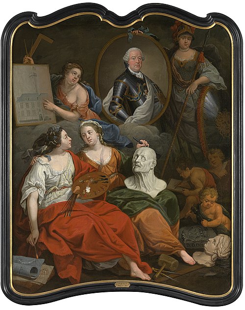 Karel van Lotharingen als beschermheer van de Kunsten, 1762, Matthias de Visch