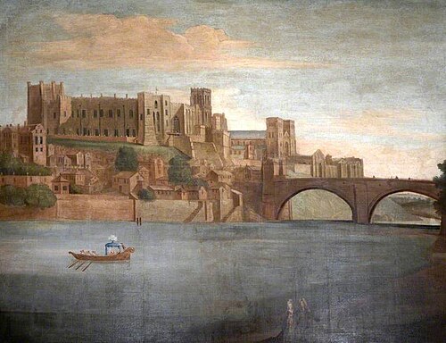 Durham Castle and Cathedral with Bishop's Barge (2), , Hendrick Danckerts