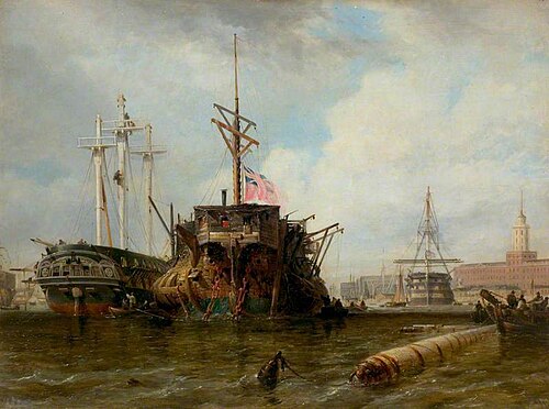 Portsmouth Harbour: The Hulks, 1836, Edward William Cooke