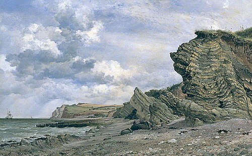 Triassic Cliffs, Blue Anchor, North Somerset, 1866, Edward William Cooke