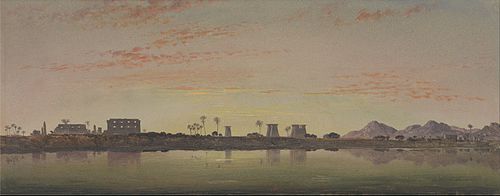 Pylons at Karnak, the Theban Mountains in the Distance, 1873, Edward William Cooke