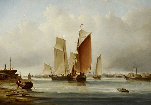 A harbour scene with fishing boats, , Edward William Cooke