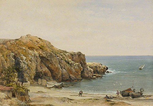 A Mediterranean beach scene, , Edward William Cooke