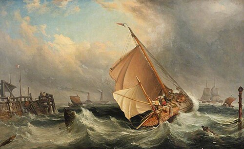 A barge off Deal in stormy weather, 1853, Edward William Cooke