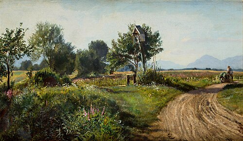 Pejzaż z kapliczką, 1875, Walery Eljasz Radzikowski