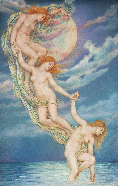 Moonbeams dipping into the Sea, 1918, Evelyn De Morgan