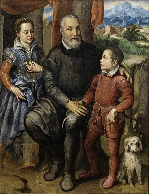 Portrait de la famille Anguissola avec son père, sa sœur et son frère, 1558, Sofonisba Anguissola