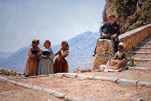 Stairway in Civita d'Antino., 1889, Kristian Zahrtmann