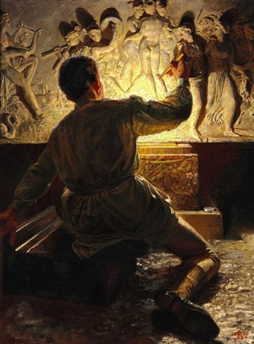 A Roman Plasterer, 1886, Kristian Zahrtmann