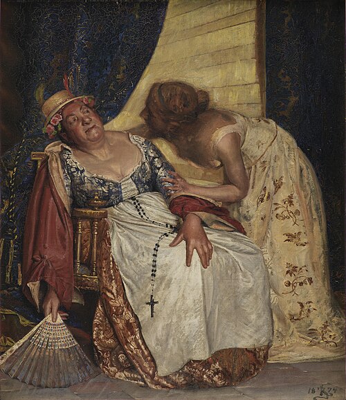 Julie og ammen, 1874, Kristian Zahrtmann