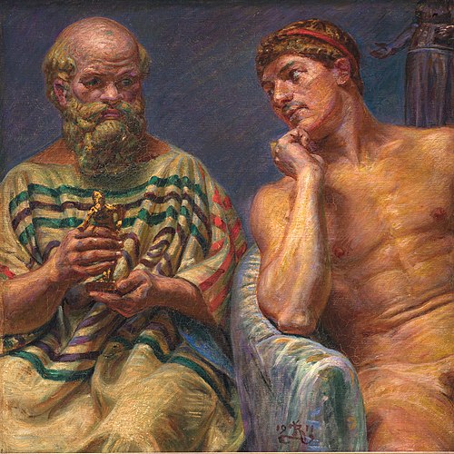 Socrates and Alcibiades, 1911, Kristian Zahrtmann