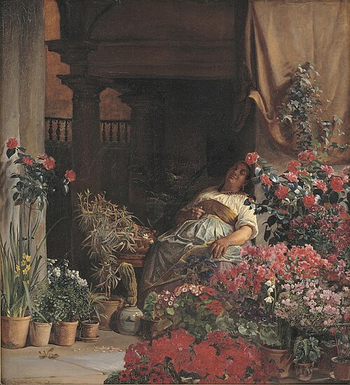 A Florentine Flower Seller, 1880, Kristian Zahrtmann