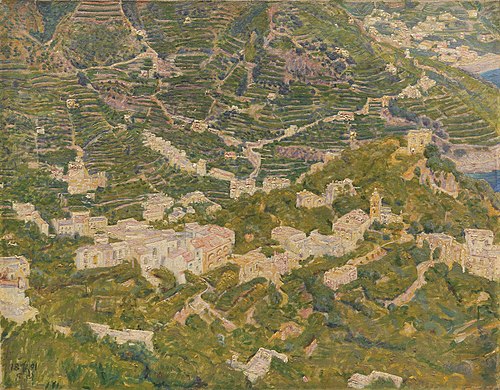 Bird's Eye View from Ravello towards Torello, 1891, Kristian Zahrtmann