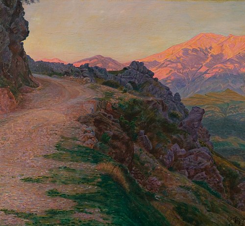 Landskab ved Civita d' Antino, 1904, Kristian Zahrtmann