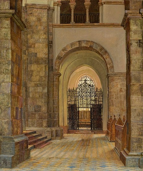 Fra Ribe domkirke. Et af kapellerne, 1875, Kristian Zahrtmann