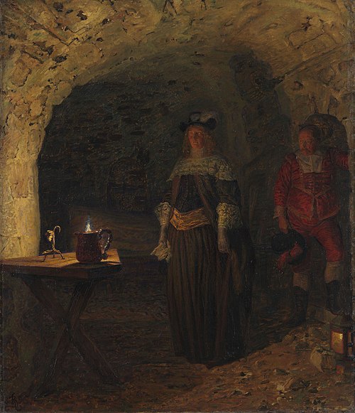 Leonora Christina føres av kaptein Ahlefeldt inn i Blåtårn, 1893, Kristian Zahrtmann