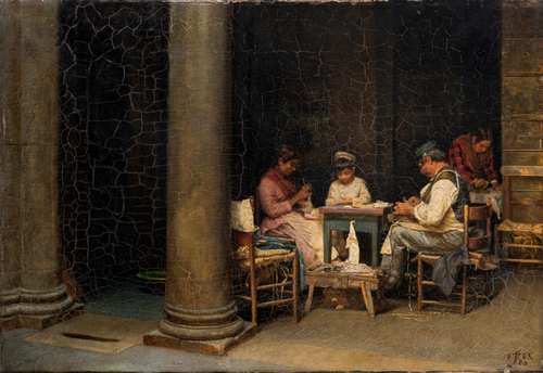 Courtyard of the Palazzetto Farnese, 1883, Kristian Zahrtmann