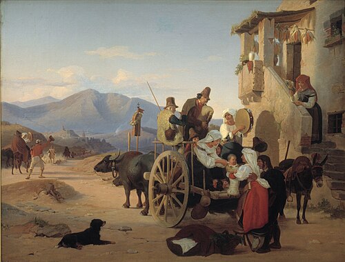 Romerske landfolk drager til marked, 1837, Jørgen Sonne