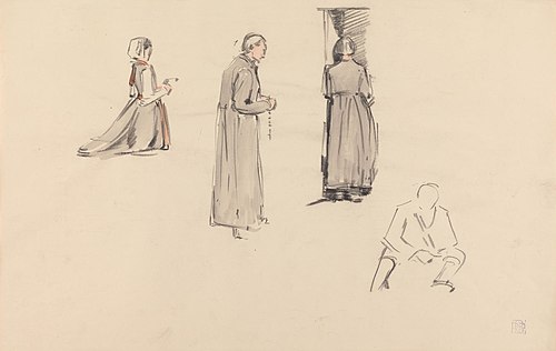 Figures at Mass, Poland, 1904, Robert Bevan