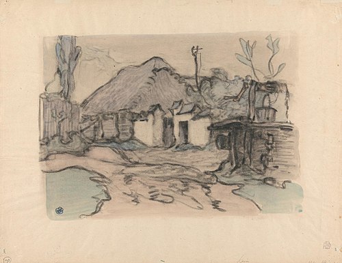 Farm Buildings and Well, Poland, 1908, Robert Bevan