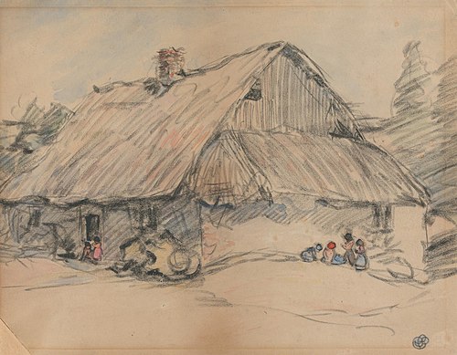 Farmhouse with Children, , Robert Bevan