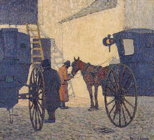 The Cab Yard, Night, 1909, Robert Bevan