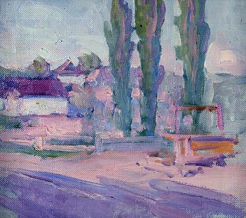 Three Poplars and a Well, 1908, Robert Bevan