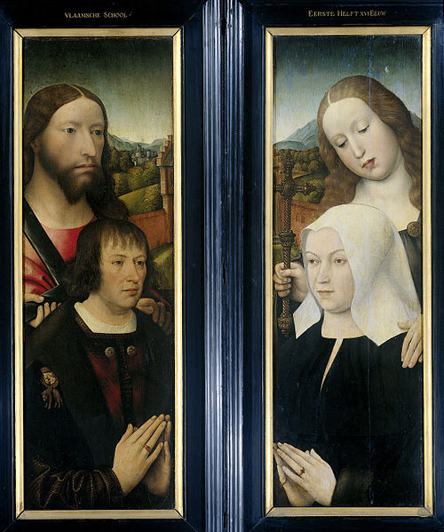 Two Wings of a Triptych with the Donor, Thomas Isaacq, accompanied by Saint Thomas (left, outer wing, 1507, Maître de la Légende de sainte Marie-Madeleine
