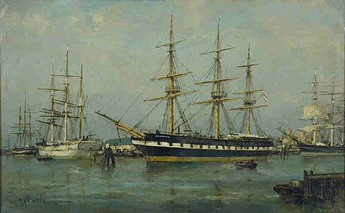 Opleidingsschip Hr.Ms. Admiraal van Wassenaar in het Oosterdok te Amsterdam, 1900, Jan van der Linde