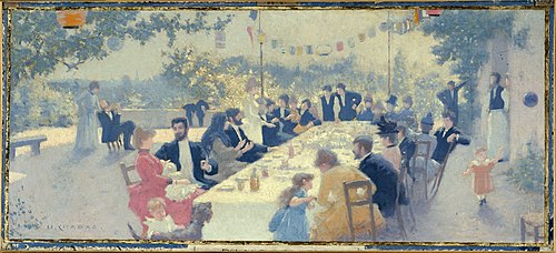 Esquisse pour la salle des mariages de la mairie du 14ème : Repas nuptial, 1889, Maurice Chabas