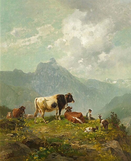 Hirtenjunge in den Bergen, , Ludwig Voltz