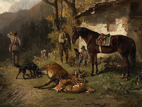 Hunting scene, 1900, Ludwig Voltz