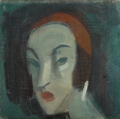 Girl against a Green Background (Dora), , Helene Schjerfbeck